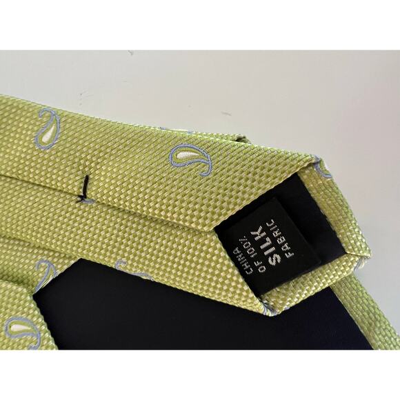 IZOD Men's 100% Silk Neck Tie Line Green w Blue Small Paisley Print JL - Picture 5 of 8